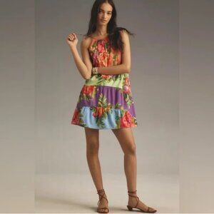 Brand New FARM Rio x Anthropologie Halter Floral Tiered Mini Dress